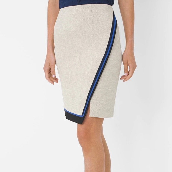 White House Black Market Dresses & Skirts - WHBM Colorblock Trim Wrap Skirt 4 Beige